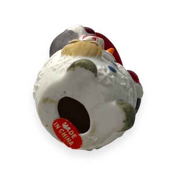 Snowman Porcelain Christmas Ornament Top Hat 3” Holiday Decor - Picture 4 of 4